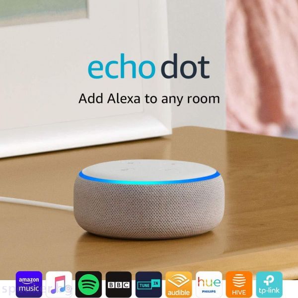 Преносима смарт тонколона Amazon Echo Dot 3 Sandstone, гласов асистент, Бежов