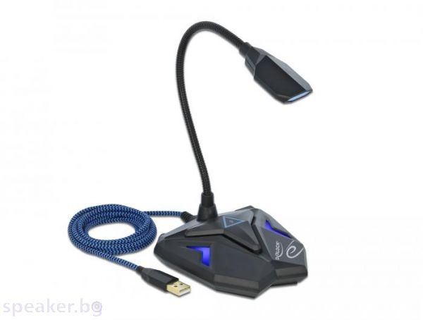 Геймърски микрофон Delock 66330, Omnidirectional, USB, Mute Button Черен