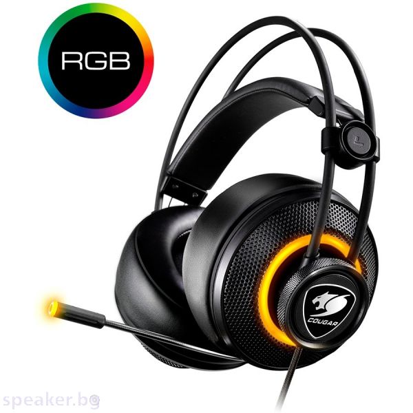 Геймърски слушалки COUGAR HEDSET IMMERSA PRO BLACK RGB 7.1 virtual surround sound