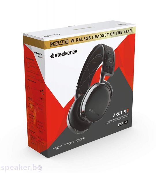 Геймърски слушалки SteelSeries, Arctis 7 Black 2019 Edition 7.1, Микрофон, Черно