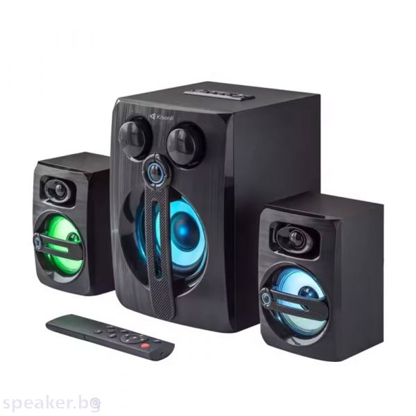 Тонколони Kisonli TM-9000A, Bluetooth, USB, AUX, SD, FM, 12W+2x5W, Black - 22219