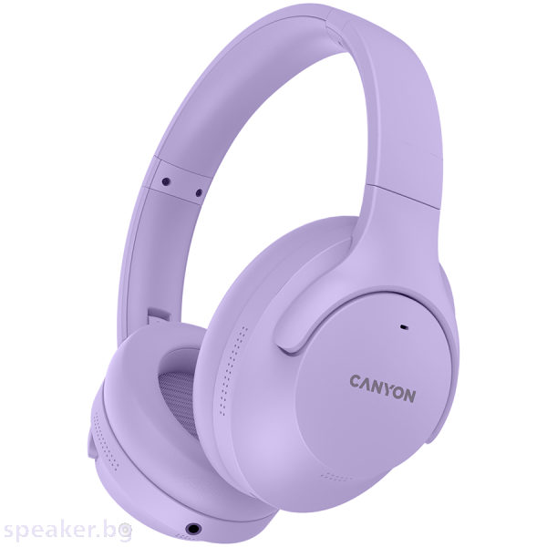 Слушалки CANYON OnRiff 10, Canyon Bluetooth headset,with microphone,with Active Noise Cancellation function, BT V5.3 AC7006, battery 300mAh, Type-C charging plug, PU material, size:175*200*84mm, charging cable 80cm and audio cable 150cm, Purple, weight:25