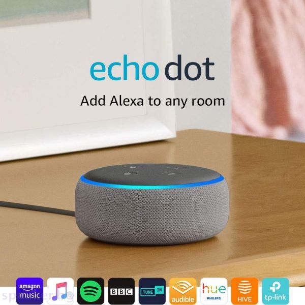 Преносима смарт тонколона Amazon Echo Dot 3 Heather Grey, гласов асистент, Сив