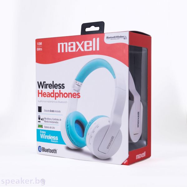 Слушалки блутут  MAXELL с големи наушници  BT800 HP Blue/White