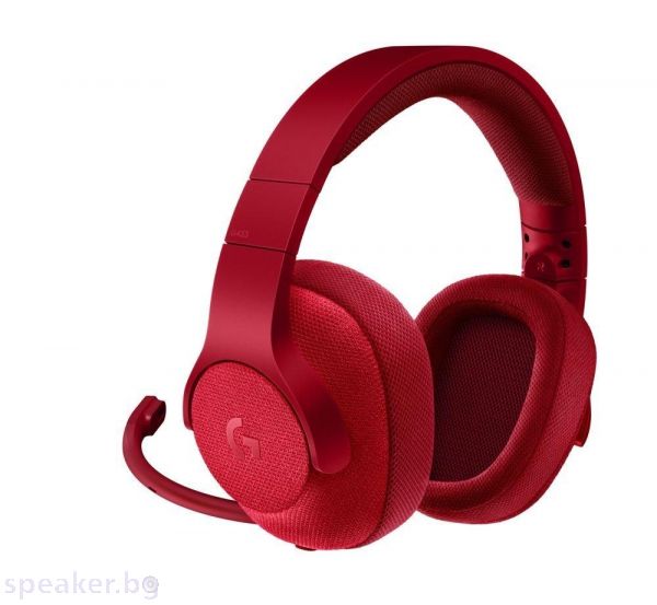 Геймърски слушалки Logitech, G433 7.1 DTS Headphone X, Микрофон, Червени