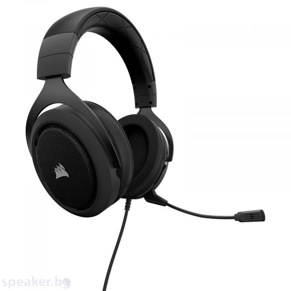 Слушалки CORSAIR Gaming HS50 STEREO Gaming Headset, Carbon, 50mm neodymium speaker (EU Version)