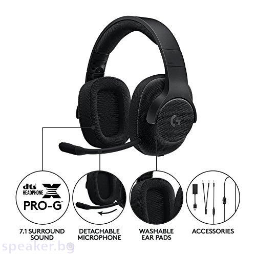 Геймърски слушалки Logitech, G433 7.1 DTS Headphone X, Микрофон, Черни