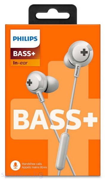 Слушалки PHILIPS слушалки за поставяне в ушите с микрофон BASS+ бял