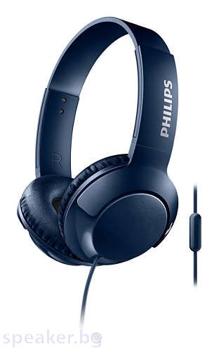 Слушалки Philips SHL3075BL с микрофон, цвят: син