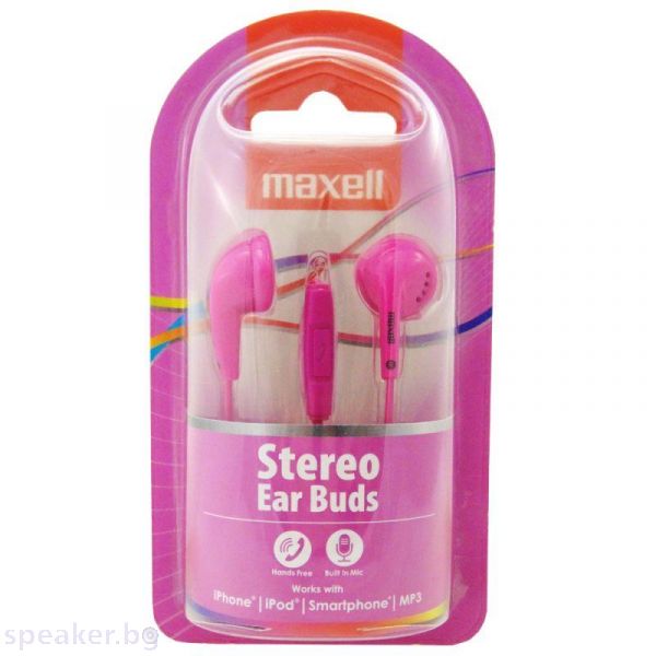 Слушалки с микрофон MAXELL EB-95 Ear BUDS тапи розови