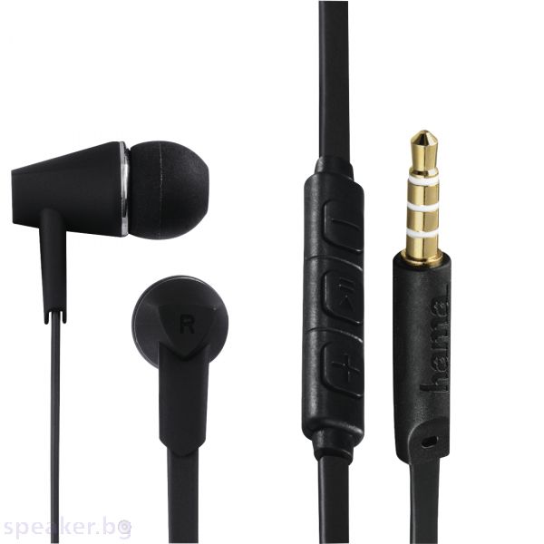 Слушалки HAMA Joy, Микрофон, In-Ear, плосък кабел, контрол на звука, черен
