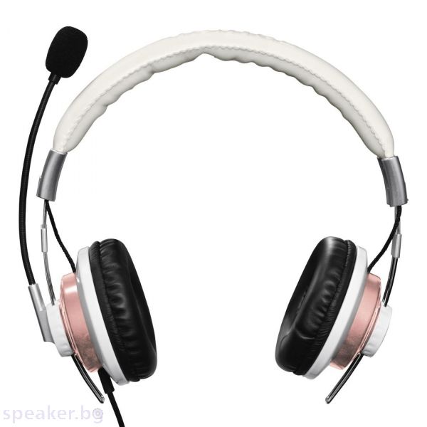 Слушалки с микрофон HAMA Style 139913, USB, Бял/Розов