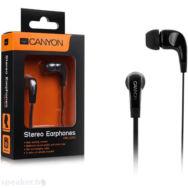 Canyon essential earphones, flat anti-tangling cable, black