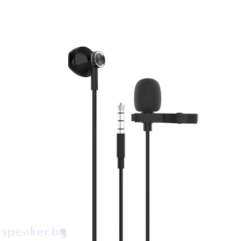 Слушалка за мобилни устройства Yookie YK1180, Mикрофон брошка, Type-C, Черен
