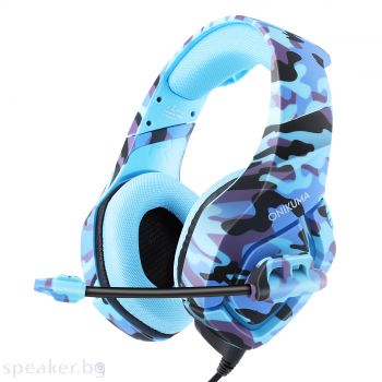 Слушалки Onikuma K1-B, За компютър, Микрофон, 3.5mm, Син 