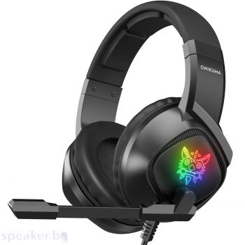 Слушалки Onikuma K19, For PC, Microphone, Backlit, 3.5mm, USB, Black - 20687