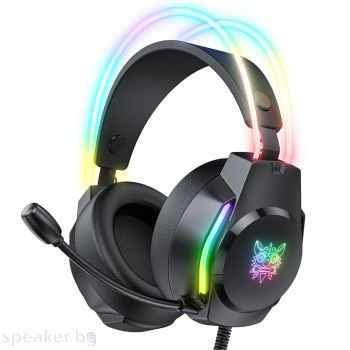 Слушалки Onikuma X26, For PC, Microphone, Backlit, 3.5mm, USB, Black - 20744