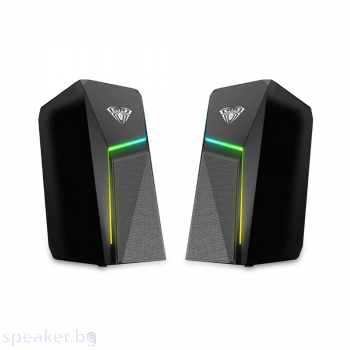 Тонколони Aula N-521, 2x3W, USB, RGB, Черен