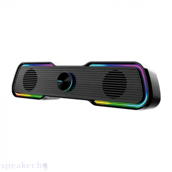Тонколони Aula N-169B, 2x3W, USB, RGB, Черен