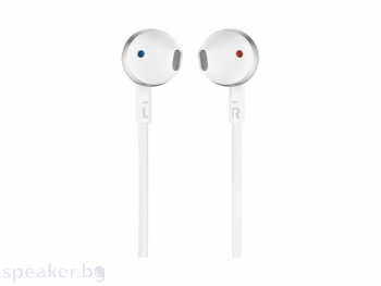 Слушалки тапи JBL T205, Бял/Сребрист