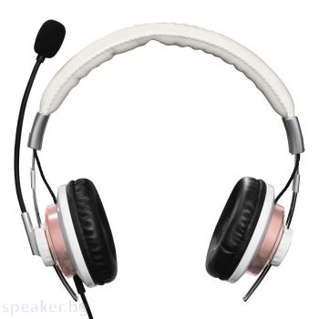 Слушалки с микрофон HAMA Style 139913, USB, Бял/Розов
