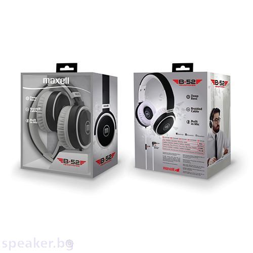 Слушалки с микрофон  MAXELL B52 черно и бяло с големи наушници ,сгъваеми