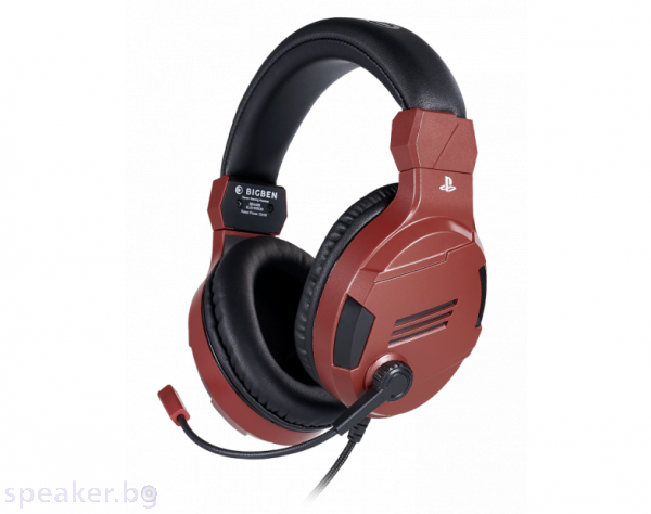 Геймърски слушалки Nacon Bigben PS4 Official Headset V3 Red, Микрофон, Червен
