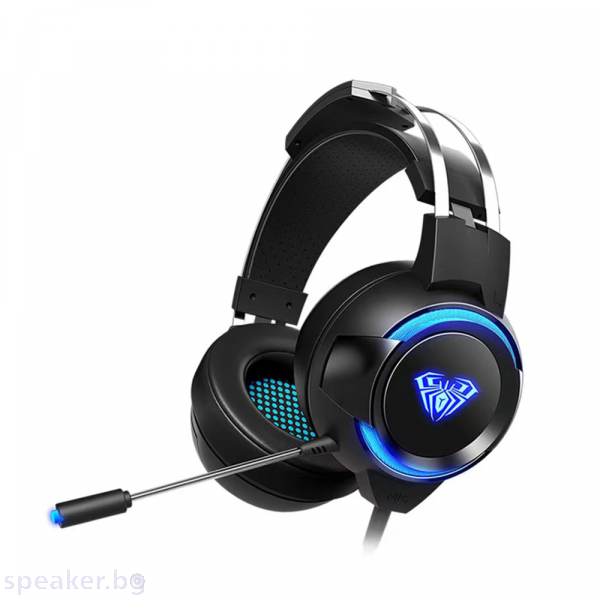 Слушалки Aula G91, За компютър, Подсветка, Микрофон, USB + 3.5mm, Сив