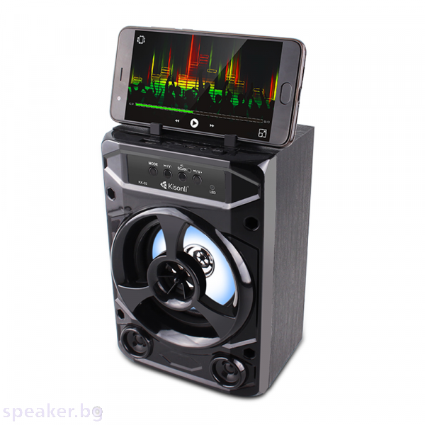Тонколона Kisonli KK-02, Bluetooth, USB, SD, FM, Черен 