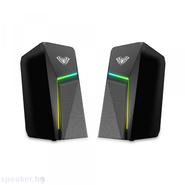 Тонколони Aula N-521, 2x3W, USB, RGB, Черен 