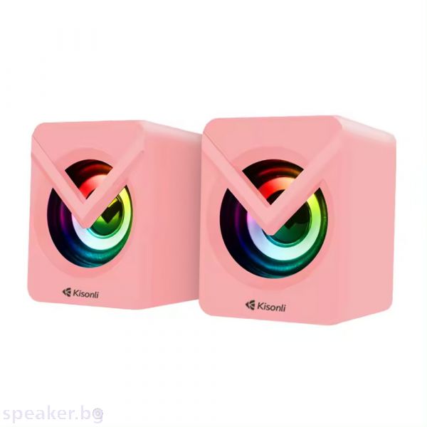 Тонколони Kisonli L-1040, AUX, 2x2.5W, Pink - 22246