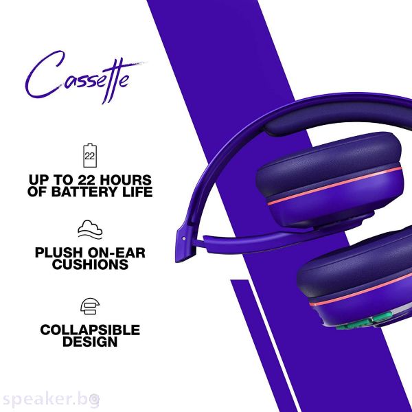Блутут слушалки Skullcandy Cassette, Лилав