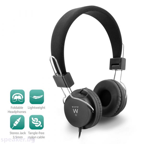 Слушалки Ewent EW3573, 1x 3.5mm жак, 1.5 м кабел ,Черни