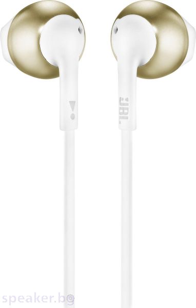 Слушалки тапи JBL T205, Бял/Златист