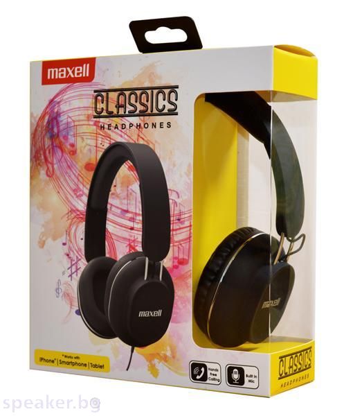 Слушалки с микрофон (хендсфри) MAXELL CLASSICS черен 