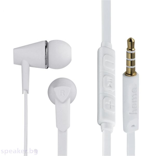 Слушалки HAMA Joy4, Микрофон, In-Ear, 3.5mm jack, плосък кабел, бял