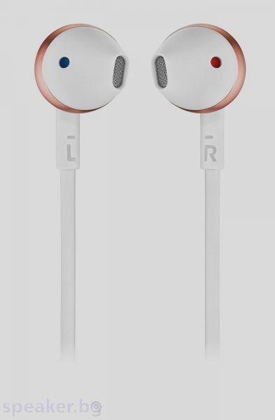 Слушалки тапи JBL T205, Бял/Розово злато