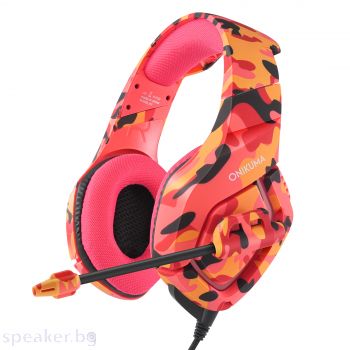 Слушалки Onikuma K1-B, За компютър, Микрофон, 3.5mm, Червен