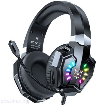 Слушалки Onikuma X32, For PC, Microphone, Backlit, 3.5mm, USB, Black - 20743