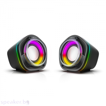 Тонколони Aula N-107, 2x3W, USB, RGB, Черен 