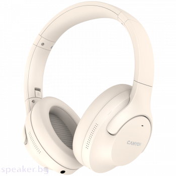 Слушалки CANYON OnRiff 10, Canyon Bluetooth headset,with microphone,with Active Noise Cancellation function, BT V5.3 AC7006, battery 300mAh, Type-C charging plug, PU material, size:175*200*84mm, charging cable 80cm and audio cable 150cm, Beige, weight:253