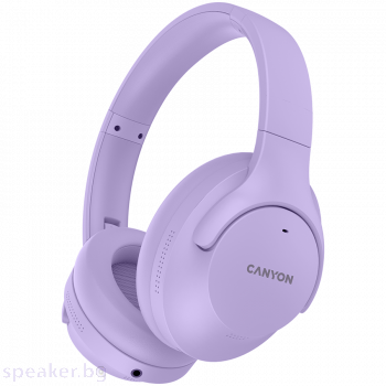 Слушалки CANYON OnRiff 10, Canyon Bluetooth headset,with microphone,with Active Noise Cancellation function, BT V5.3 AC7006, battery 300mAh, Type-C charging plug, PU material, size:175*200*84mm, charging cable 80cm and audio cable 150cm, Purple, weight:25