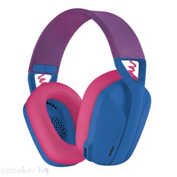 Геймърски безжични слушалки Logitech G435 Lightspeed Wireless, Микрофон, Син/Розов