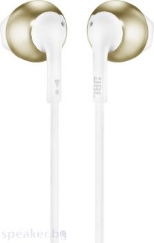 Слушалки тапи JBL T205, Бял/Златист