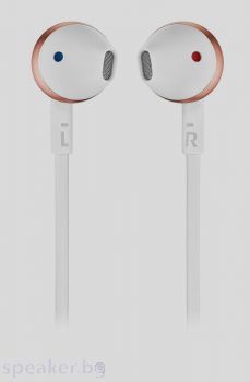 Слушалки тапи JBL T205, Бял/Розово злато